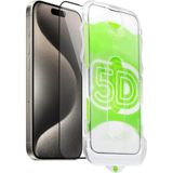 Apple iPhone 15 Pro Max Uyumlu Kolay Uygulama Aparatlı Siyah Çerçeveli Tam Kapatan Cam Ekran Koruyucu - Şeffaf