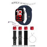 Apple İphone 15 Pro Max Uyumlu Lacivert Akıllı Saat Watch 10 Mini Kordon Hediyeli Amoled Ekran 41Mm