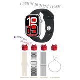 Apple İphone 15 Pro Max Uyumlu Siyah Akıllı Saat Watch 10 Mini Kordon Hediyeli Amoled Ekran 41Mm