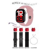 Apple İphone 15 Pro Max Uyumlu Tozpembe Akıllı Saat Watch 10 Mini Kordon Hediyeli Amoled Ekran 41Mm