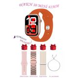 Apple İphone 15 Pro Max Uyumlu Turuncu Akıllı Saat Watch 10 Mini Kordon Hediyeli Amoled Ekran 41Mm