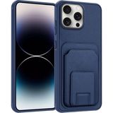 Apple iPhone 15 Pro Uyumlu Kılıf Zebana Flexstand Kartlıklı Silikon Kılıf Lacivert