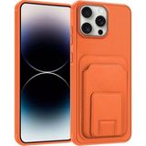 Apple iPhone 15 Pro Uyumlu Kılıf Zebana Flexstand Kartlıklı Silikon Kılıf Turuncu