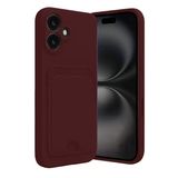 Apple İphone 16 Kılıf Kelvin Kartvizitli Silikon - Bordo