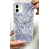Apple iPhone 16 Kılıf Parlak Hologramlı Kelebek Desenli Darbe Emici Kamera Korumalı Renkli Silikon - Gri - Beyaz