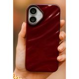 Apple iPhone 16 Plus Kılıf Parlak Kabartmalı Dalga Tasarımlı Desenli Darbe Emici Silikon Kapak - Mürdüm