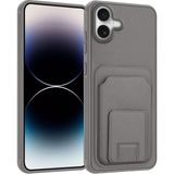 Apple iPhone 16 Plus Uyumlu Kılıf Zebana Flexstand Kartlıklı Silikon Kılıf Gri