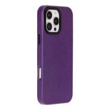 Apple İphone 16 Pro Uyumlu, Hakiki Deri, El Yapımı Kılıf, Mor