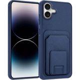 Apple iPhone 16 Uyumlu Kılıf Zebana Flexstand Kartlıklı Silikon Kılıf Lacivert