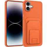 Apple iPhone 16 Uyumlu Kılıf Zebana Flexstand Kartlıklı Silikon Kılıf Turuncu