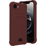 Apple iPhone 16E Uyumlu Arka Kamera Korumalı Kart Koyulabilen Silikon Kartlıklı Kılıf Kapak - Bordo