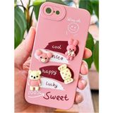 Apple iPhone 16E Uyumlu Kılıf Pembe Tavşan Tasarımlı Desenli Kamera Korumalı Yumuşak Silikon Kapa - Cute Sweet