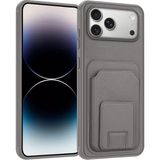 Apple iPhone 17 Pro Max Uyumlu Kılıf Zebana Flexstand Kartlıklı Silikon Kılıf Gri