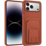 Apple iPhone 17 Pro Max Uyumlu Kılıf Zebana Flexstand Kartlıklı Silikon Kılıf Kahverengi