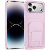 Apple iPhone 17 Pro Max Uyumlu Kılıf Zebana Flexstand Kartlıklı Silikon Kılıf Rose Gold