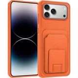 Apple iPhone 17 Pro Max Uyumlu Kılıf Zebana Flexstand Kartlıklı Silikon Kılıf Turuncu