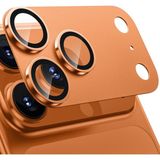 Apple iPhone 17 Pro Uyumlu Kamera Lens Koruyucu Metal Çerceveli Tam Kaplama Cam Koruyucu - Turuncu