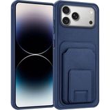 Apple iPhone 17 Pro Uyumlu Kılıf Zebana Flexstand Kartlıklı Silikon Kılıf Lacivert