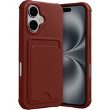 Apple iPhone 17 Uyumlu Arka Kamera Korumalı Kart Koyulabilen Silikon Kartlıklı Kılıf Kapak - Bordo