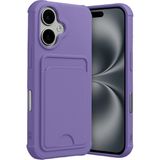 Apple iPhone 17 Uyumlu Arka Kamera Korumalı Kart Koyulabilen Silikon Kartlıklı Kılıf Kapak - Lila