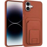 Apple iPhone 17 Uyumlu Kılıf Zebana Flexstand Kartlıklı Silikon Kılıf Kahverengi