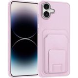 Apple iPhone 17 Uyumlu Kılıf Zebana Flexstand Kartlıklı Silikon Kılıf Rose Gold