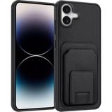 Apple iPhone 17 Uyumlu Kılıf Zebana Flexstand Kartlıklı Silikon Kılıf Siyah