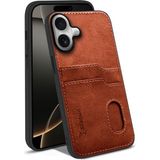 Apple iPhone 17 Uyumlu Kılıf Zebana Kartlıklı Lüx Deri Kılıf Kahverengi
