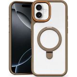 Apple iPhone 17 Uyumlu Kılıf Zebana Magring Standlı Silikon Kılıf Desert Titanyum - Çöl Titanyum