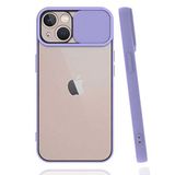 Apple iPhone 7 ile uyumlu Kılıf Slayt Sürgülü Arkası Buzlu Lensi Kapak - Lila