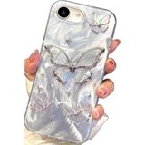 Apple iPhone 7/8 Plus Kılıf Parlak Hologramlı Kelebek Desenli Darbe Emici Kamera Korumalı Silikon - Gri - Beyaz