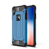 Apple iPhone X/XS ile Uyumlu Kılıf Çİft Katman Koruyucu Crash Military Tank Kılıf - Mavi