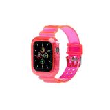Apple Koruyucu Kasalı Şeffaf Pembe Saat Kordonu, 42,44,45,49 Mm