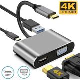 Apple Macbook 13.3' Pro 2020 Hub Type-C & 4K Hdtv VGA USB 3.0 Pd 4 In 1 Adaptör Çoklayıcı - Gri