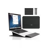 Apple Macbook Air 15 Inç M2-M3 Çip 2023/2024 A2941 A3114 Uyumlu Deri Standlı Mıknatıslı Taşıma Çanta 15 - 15,9 İnç Yeşil