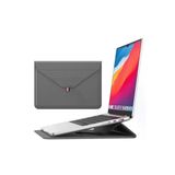 Apple Macbook Air 15 Inç M2-M3 Çip 2023/2024 A2941 A3114 Uyumlu Deri Tasarım Standlı Çanta 15 - 15,9 İnç Gri