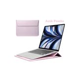 Apple Macbook Air M2 15 Inç 2023 M2 Çip A2941 Uyumlu Deri Mıknatıslı Çanta Stantlı Şık Tasarım Açık Pembe