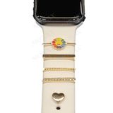 Apple Samsung Oppo Huawei Haylou Watch ile uyumlu Kordon Aksesuarı Charm Seti Taşlı Papatya