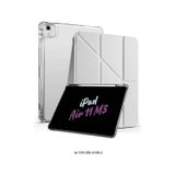 Apple Uyumlu iPad Air 11 İnç 2025 M3 Çip Kalem Bölmeli Standlı Tri Folding Fuchsia Tablet Kılıfı Kapaklı Kılıf gri