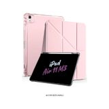 Apple Uyumlu iPad Air 11 İnç 2025 M3 Çip Kalem Bölmeli Standlı Tri Folding Fuchsia Tablet Kılıfı Kapaklı Kılıf rose-gold