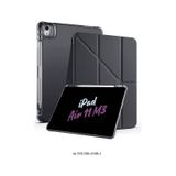 Apple Uyumlu iPad Air 11 İnç 2025 M3 Çip Kalem Bölmeli Standlı Tri Folding Fuchsia Tablet Kılıfı Kapaklı Kılıf siyah