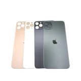 Apple Uyumlu iPhone 11 Pro Arka Kapak Lazer Kesim Pil Kapağı Cam -- Siyah Yeşil