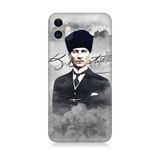 Apple Uyumlu iPhone 11 Uyumlu Atatürk Portresi Desenli Silikon Kılıf -