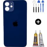 Apple Uyumlu iPhone 12 Arka Pil Batarya Kapak Mavi + Montaj Seti