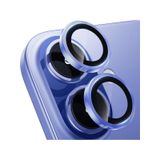 Apple Uyumlu iPhone 16 Metal Çerçeveli Temperli Kamera Lens Koruyucu-mavi