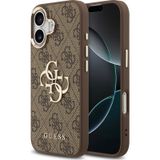 Apple Uyumlu iPhone 17 Kılıf Guess Lisanslı Gold Metal Kamera Çerçeveli Metal Büyük 4g Yazı Logolu Kapak Kahve