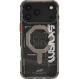 Apple Uyumlu iPhone 17 Pro Kılıf Skinarma M-safe Şarjlı Yazı Desenli Airbag Tasarımlı Sonix Kapak Siyah Siyah