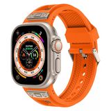 Apple Watch 1 2 3 4 5 6 7 8 9 Se Ultra 49/45/44/42 Mm Krd-117 Hava Alabilen Delikli Metal Süslemeli Desenli Silikon Kordon