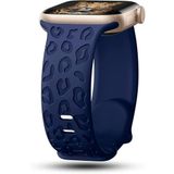 Apple Watch 10 42mm - 38/40/41mm ile uyumlu Kordon Leopar Desen Yumuşak Silikon Band 2/3/4/5/6/se/7/8/9 Lacivert
