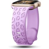 Apple Watch 10 42mm - 38/40/41mm ile uyumlu Kordon Leopar Desen Yumuşak Silikon Band 2/3/4/5/6/se/7/8/9 Lavender